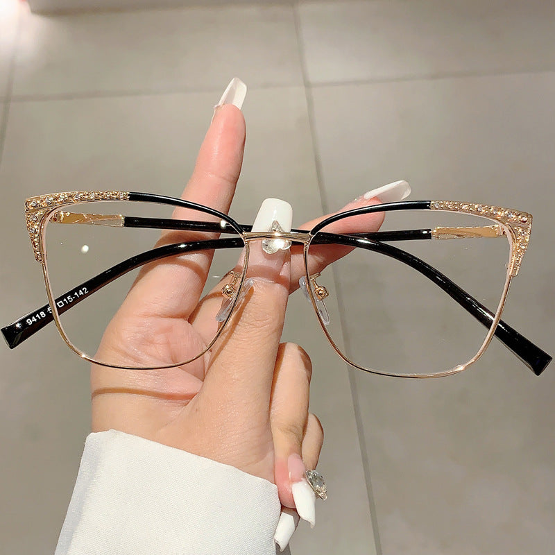 Cat-Eye Anti-Blue Light Glasses for Women – Diamond-Accented Full Frame Eyewear