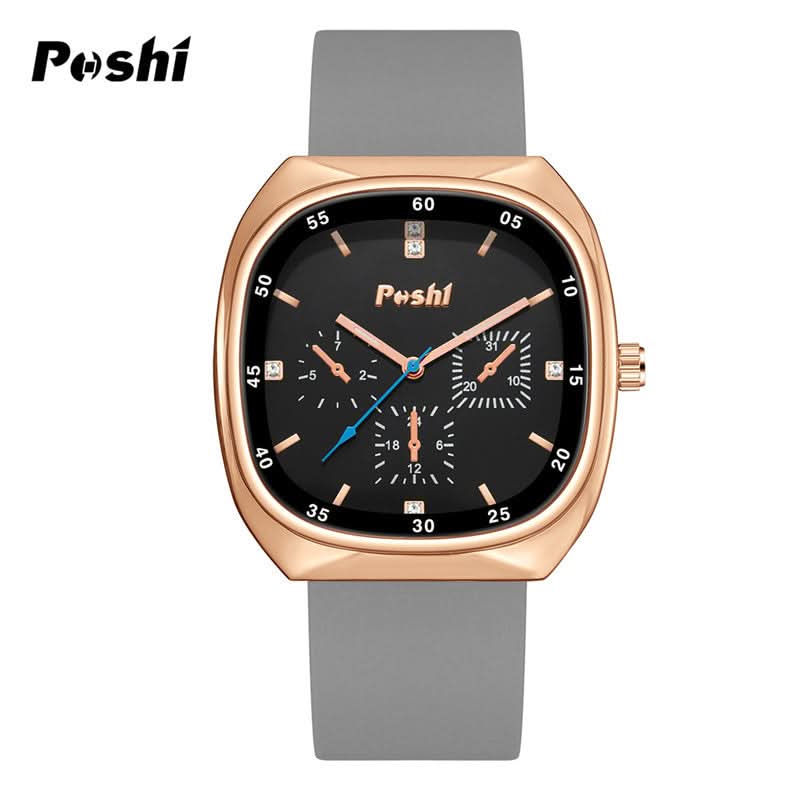 Unisex Casual Style Square Quartz Watch – Silicone Strap, 24-Hour Display