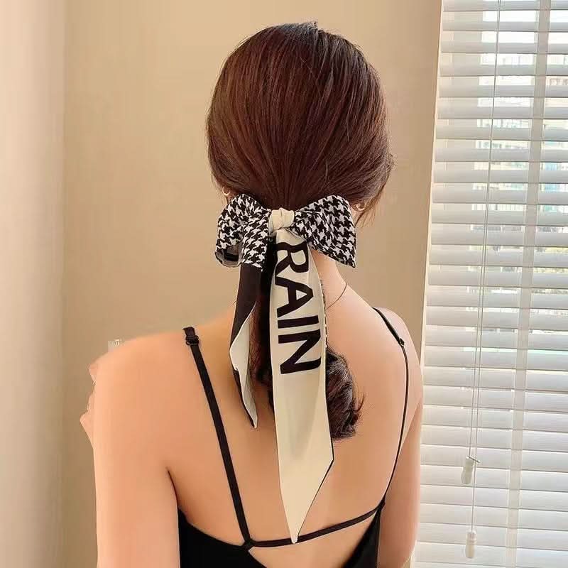 Silk Scarf Ribbon Ponytail Bow - Letter Headband Accessory (Set of 2pcs.)