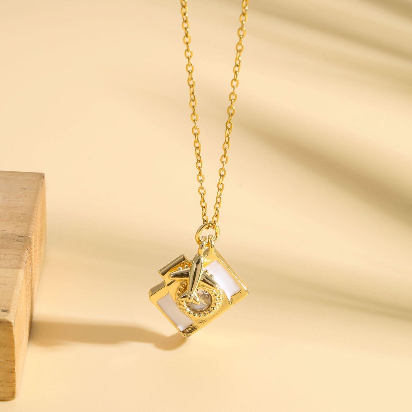 Titanium Steel Camera & Airplane Pendant Necklace