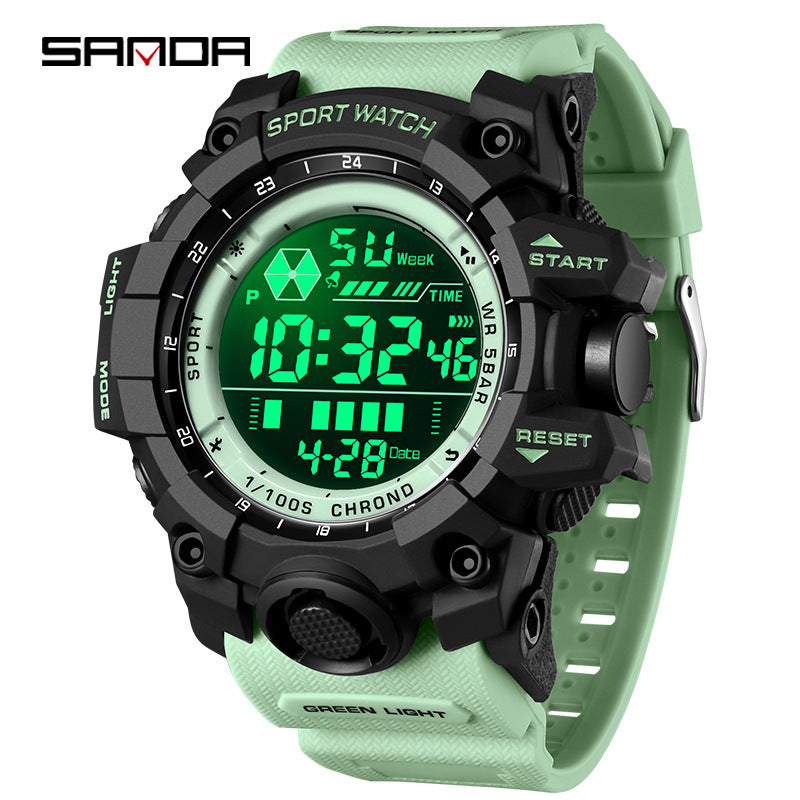 Sanda Digital Sports Watch for Students – Waterproof Multi-Function Alarm & Stopwatch