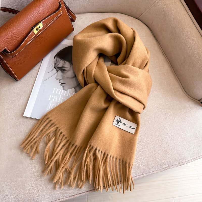 Solid Color Wool Blend Scarf for Women