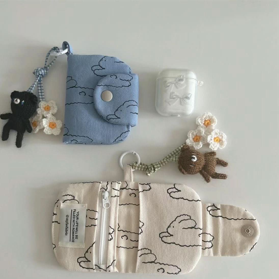 Cute Rabbit Floral Coin Purse for Kids (Keychain not included)