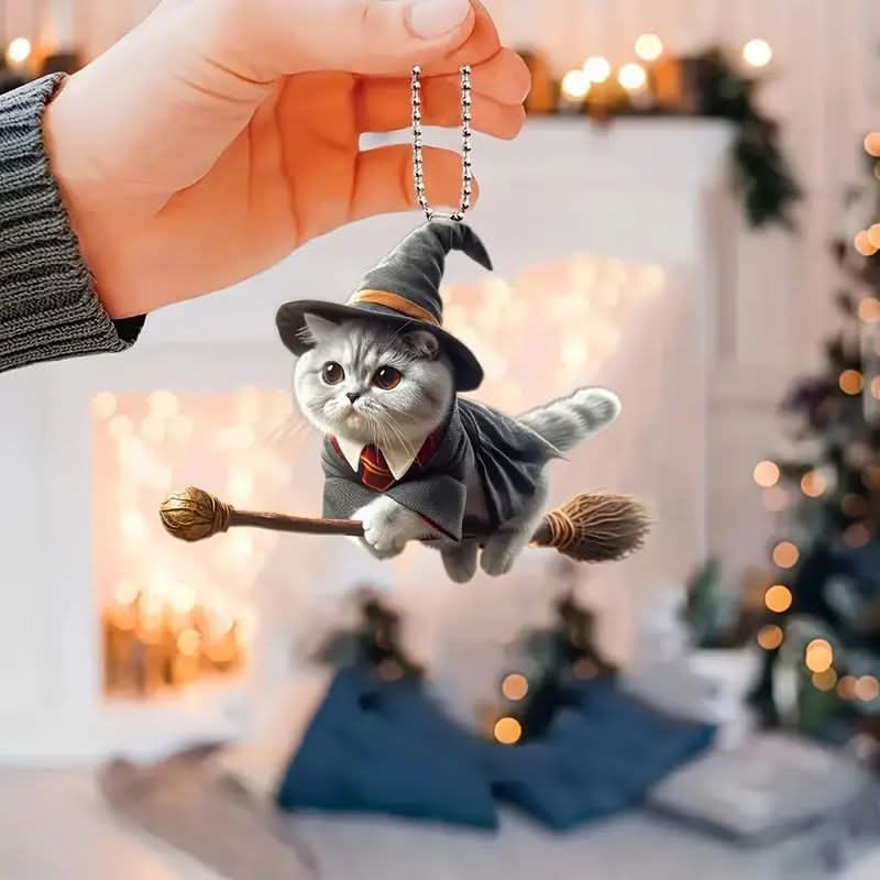 Magic Cat Acrylic Car Pendant Keychain