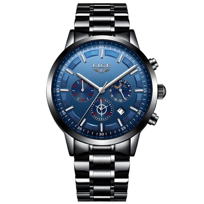 Men’s Stainless Steel Chronograph Watch – Sports Business Timepiece