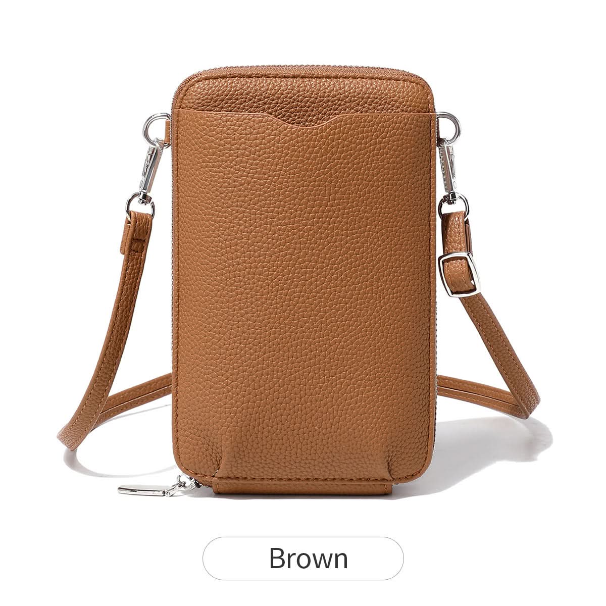 Women's Crossbody Phone Bag – Lychee Pattern PU Leather Daily Shoulder Bag