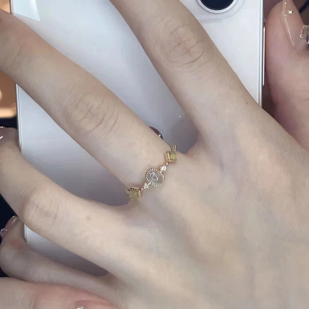 Colorful Gemstone Adjustable Ring – Gold-Plated Women’s Fashion Jewelry