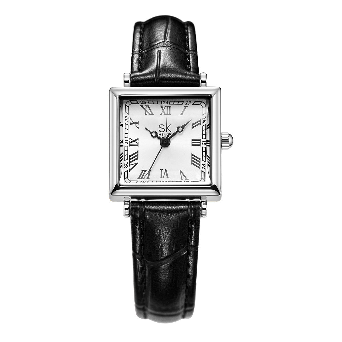 SK Women’s Square Quartz Watch – Classic Leather Strap, 30M Waterproof Fashion Watch