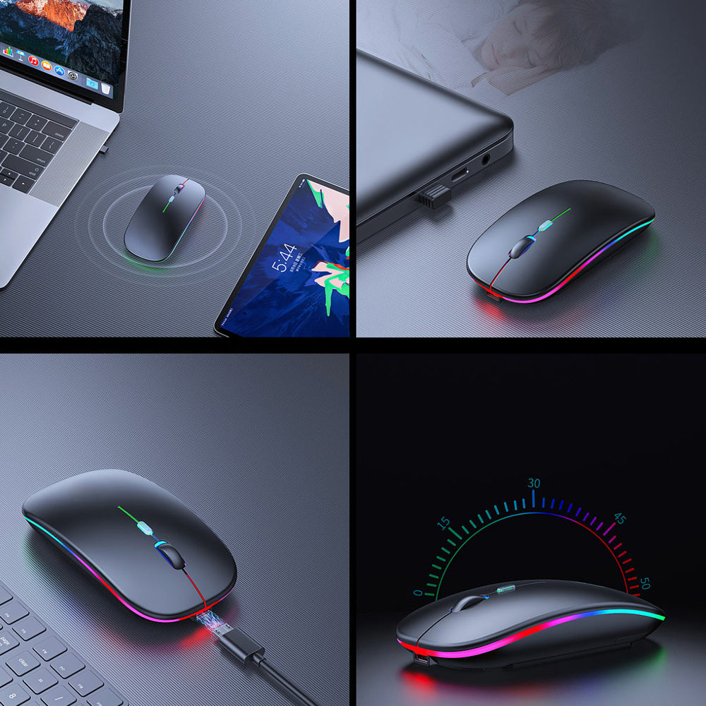 Dual-Mode Wireless Rechargeable Mouse – Bluetooth & 2.4G, Silent Click, 1600 DPI