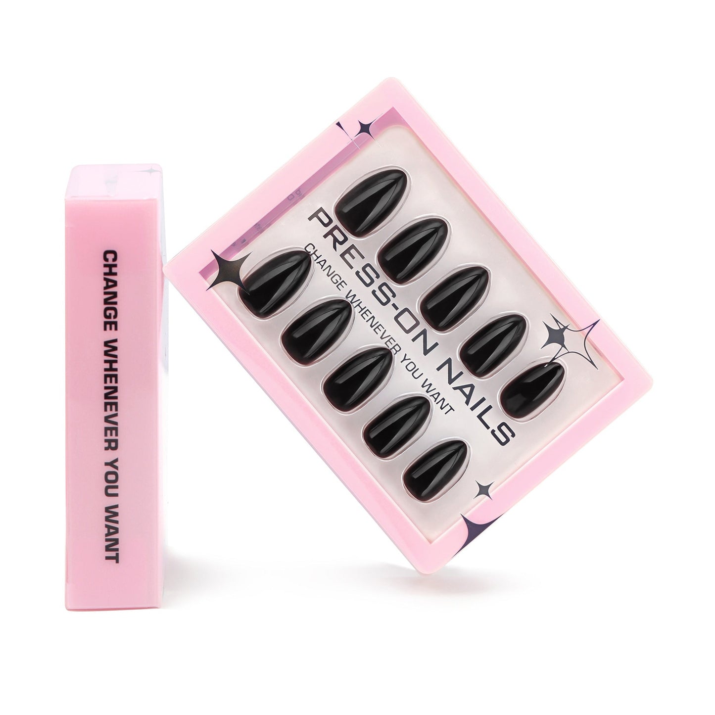 Glossy Black Almond Press-On Nails – Short Classic Glue-On Manicure