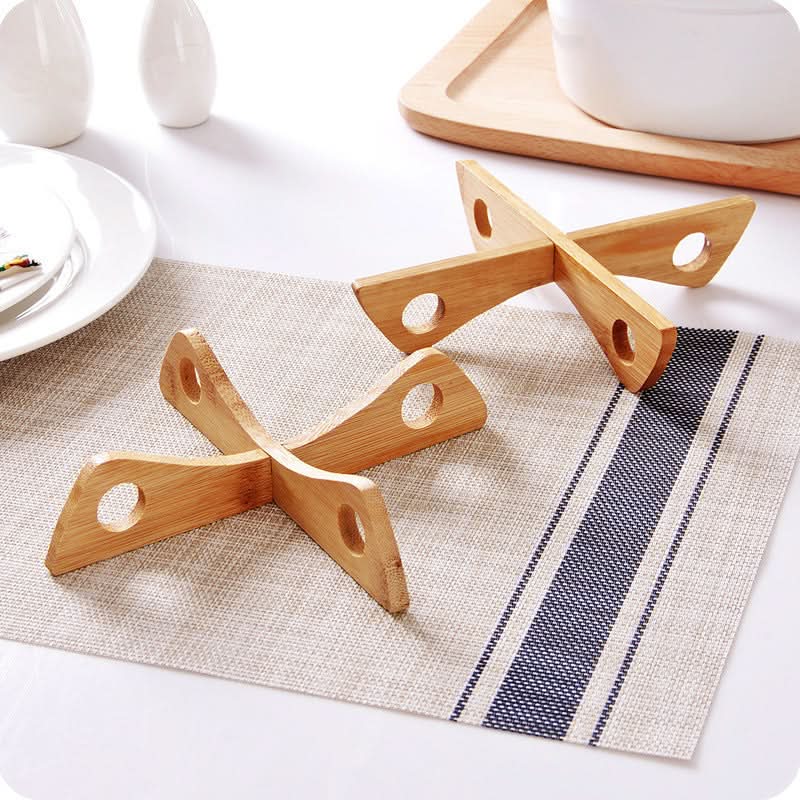 Household Bamboo Pot Holder - Insulated Cross Pot Base
