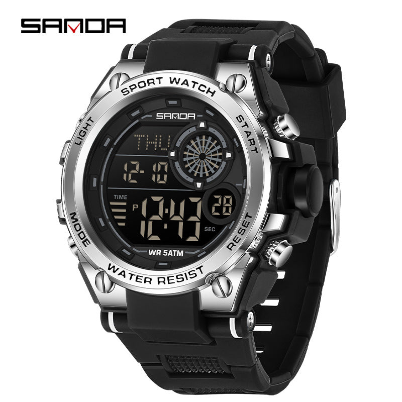 Sanda Digital Sports Watch – Multifunction Student Watch with Alarm & Dual Time
