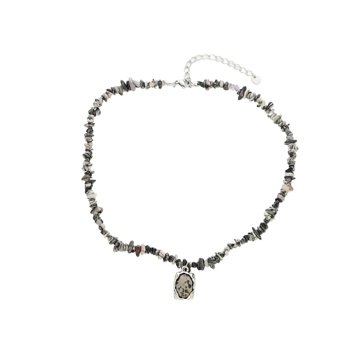 Men’s Trendy Irregular Gravel Stone Necklace – Natural Beach Style Jewelry