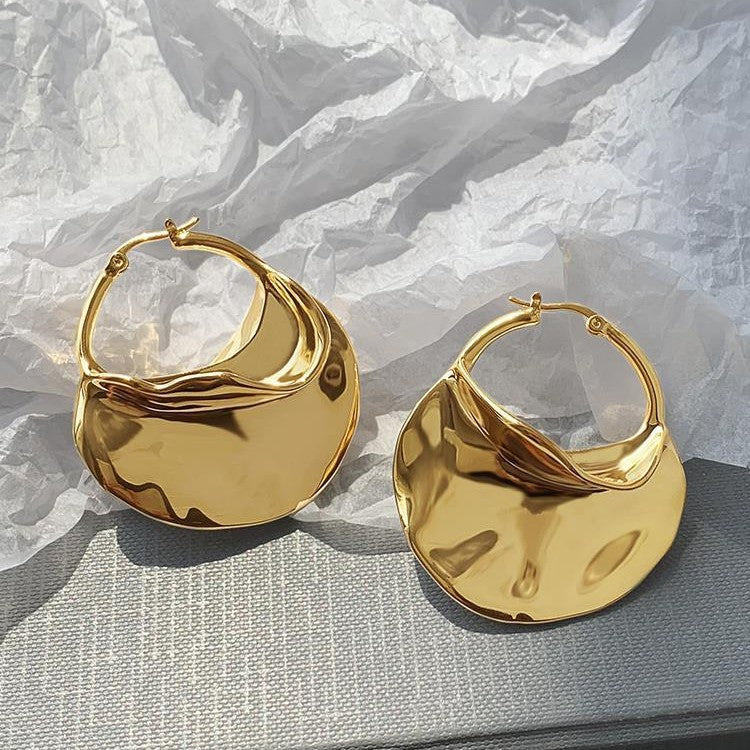 Bold Hoop Earrings for Women – Molten Flow Liquid Metal Glam Jewelry