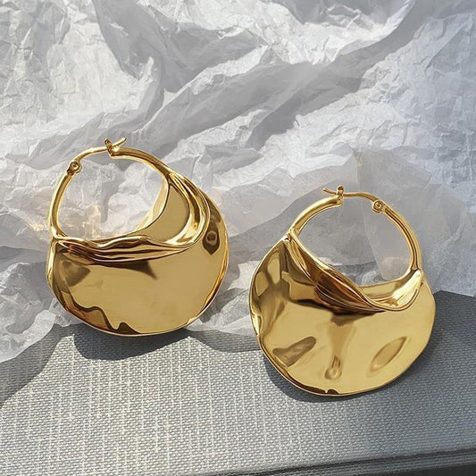 Bold Hoop Earrings for Women – Molten Flow Liquid Metal Glam Jewelry