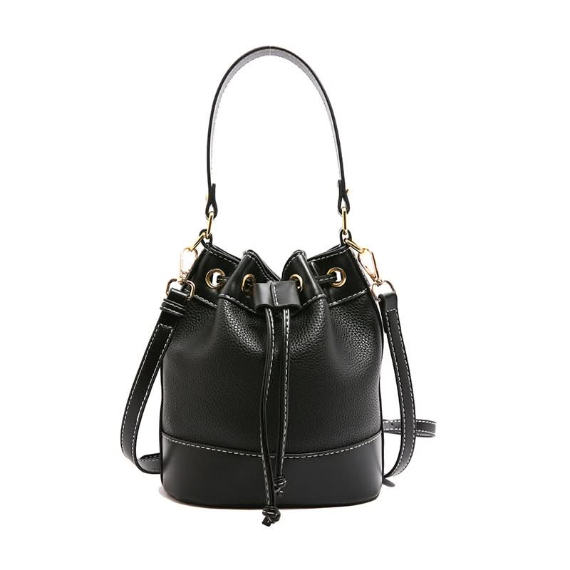 Women’s Retro Contrast Bucket Bag – Shoulder & Messenger Handbag