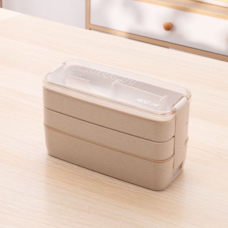 Three-Layer Microwave-Safe Bento Lunch Box with Soup Can – 900ml