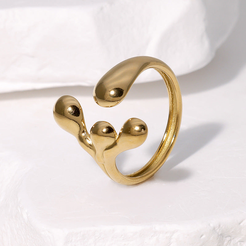 Irregular Stainless Steel Open Ring for Women – Adjustable Non-Fading Minimalist Jewelry