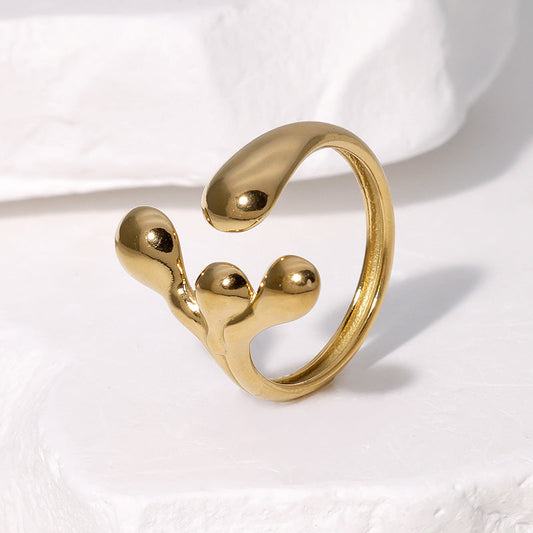 Irregular Stainless Steel Open Ring for Women – Adjustable Non-Fading Minimalist Jewelry