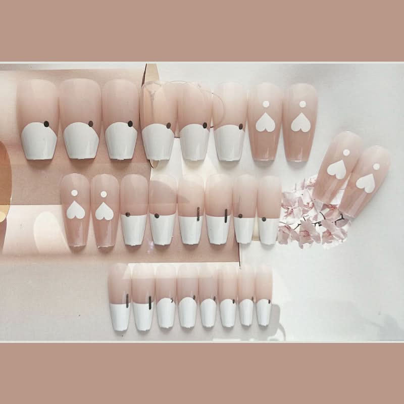 Graffiti Love Medium Trapezoidal Nail Patches – Milky White Minimalist