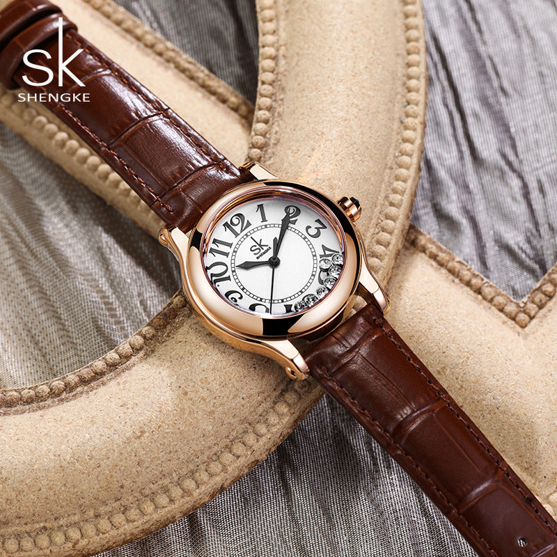 SK Women’s Quartz Watch – Round Dial, Waterproof Basic Fashion Watch