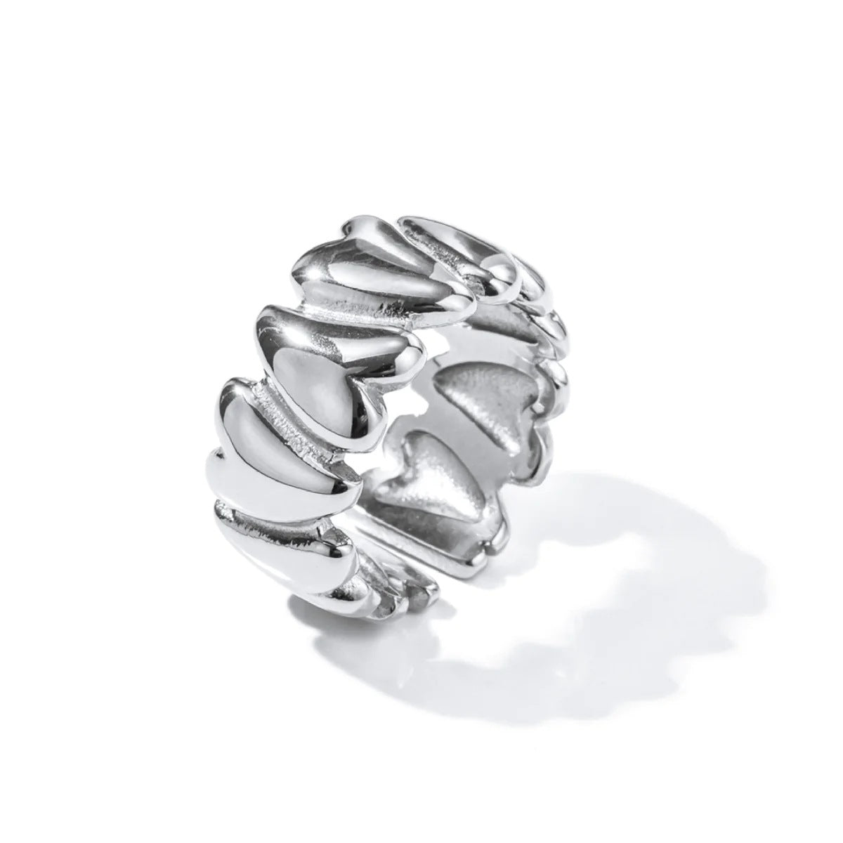 Adjustable Heart Repeat Stainless Steel Ring – Bold Minimalist Love Band