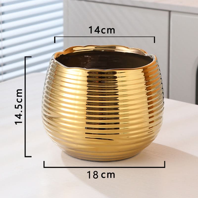 Elegant Golden Ceramic Phalaenopsis Orchid Pot
