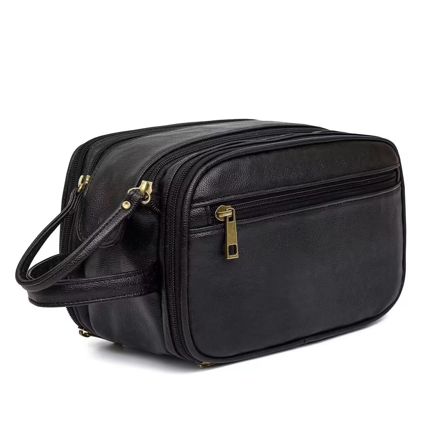 Men’s PU Leather Toiletry Bag – Waterproof Travel Organizer