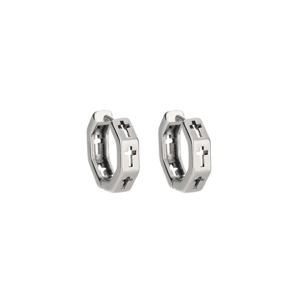 Men’s Trendy Hollow Cross Earrings – Minimalist Jewelry