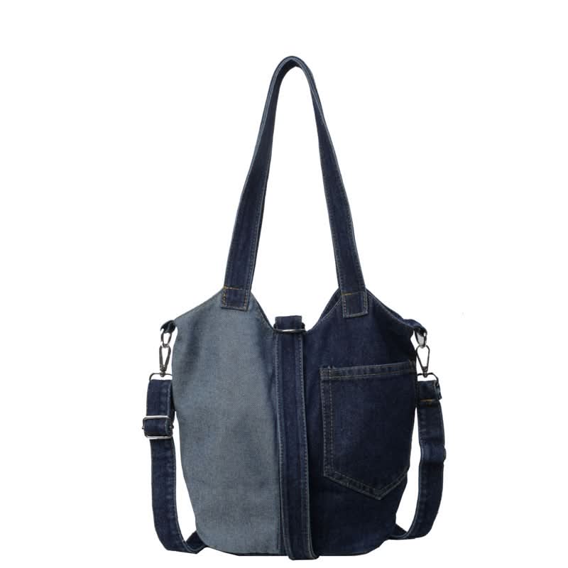 Denim Bucket Messenger Bag for Women – Korean Style Canvas Shoulder Handbag