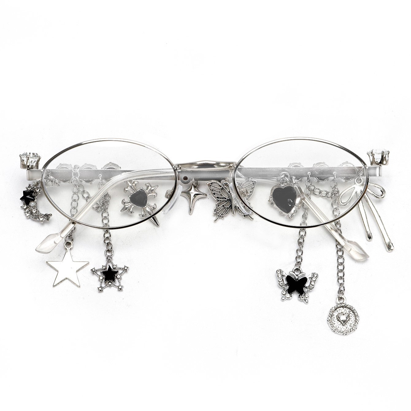 Star Diamond Oval Glasses for Women – Anti-Blue Light Fashion Eyewear with Chain