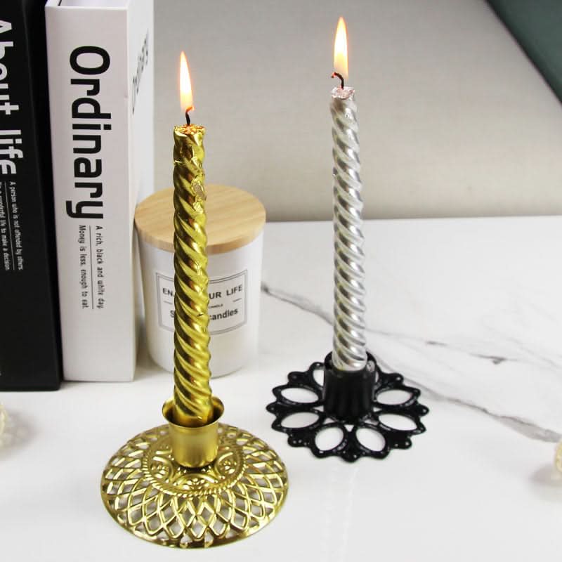 Geometric Metal Candle Holder - Hollow Pattern