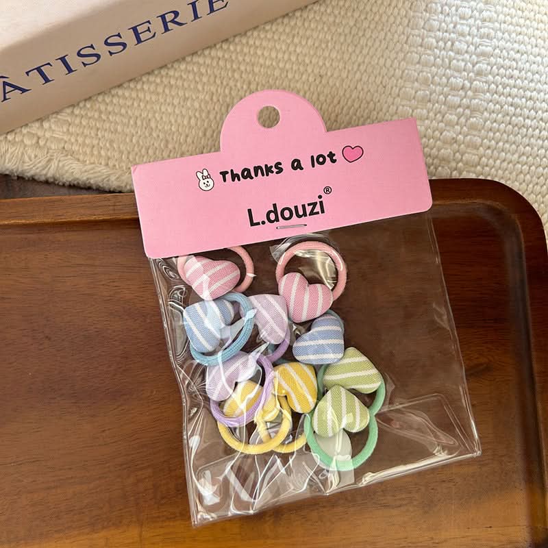 Checkered Heart Hair Ties for Girls  – High Elastic Baby Hair Ropes