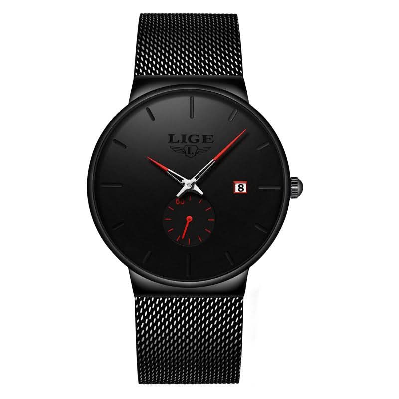 Men’s Sports Quartz Watch – Mesh Stainless Steel Strap, Round Dial Watch