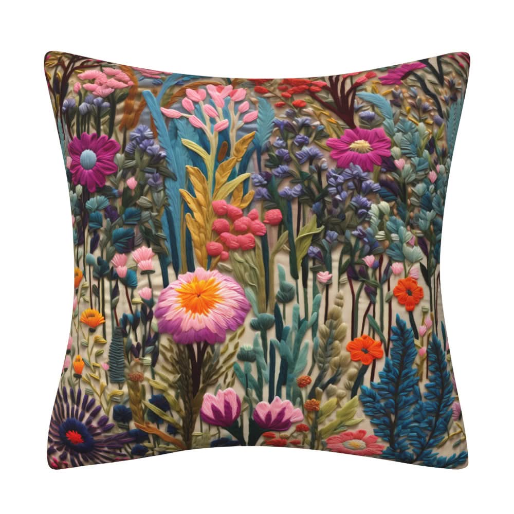 3D Imitation Embroidery Flower Pillow Cover