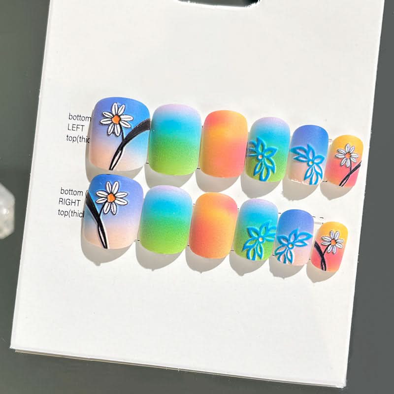 Wearable Embossed Short Bride Nail Art – Finished 3D False Nail Stickers