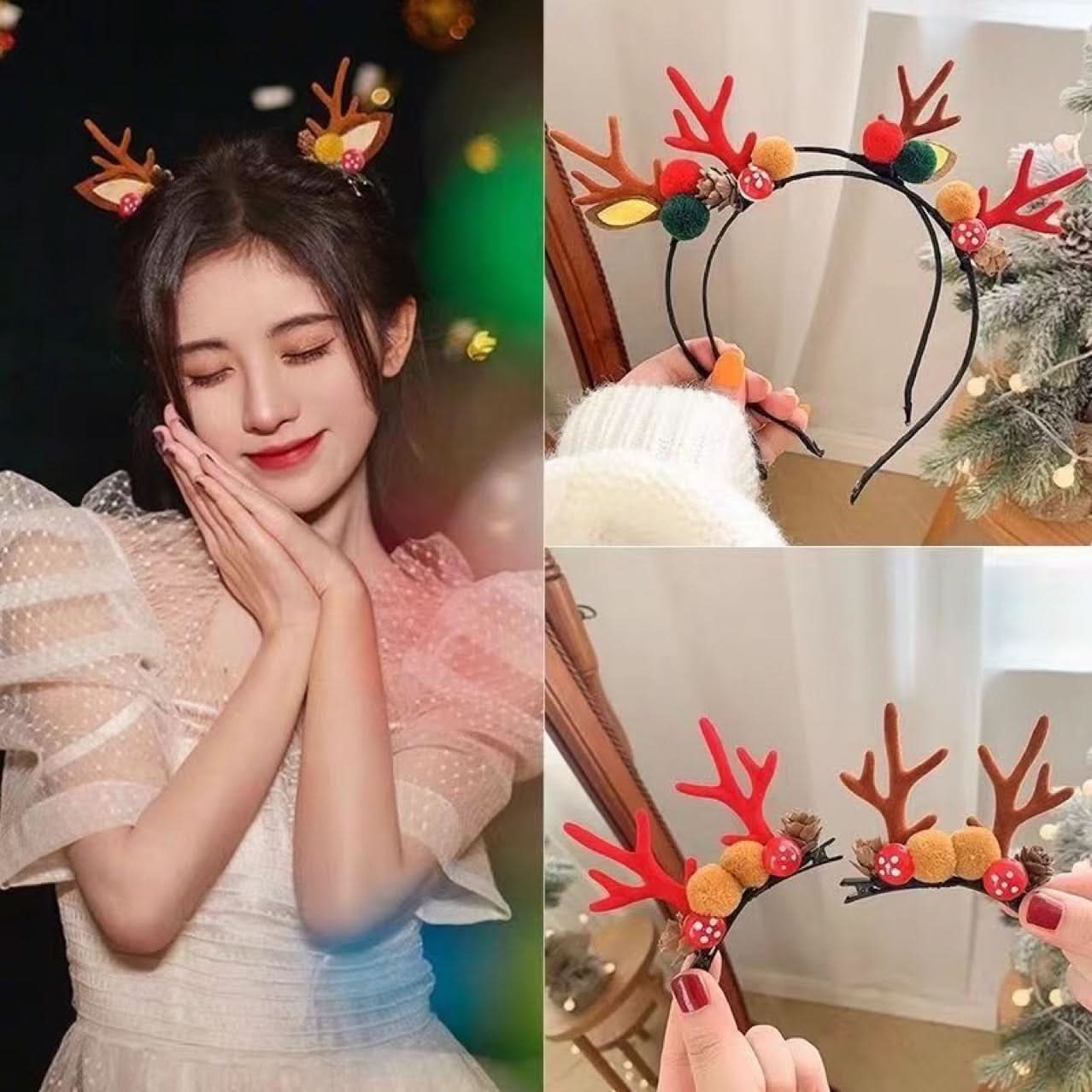 Christmas Red Antler Headband for Kids & Adults