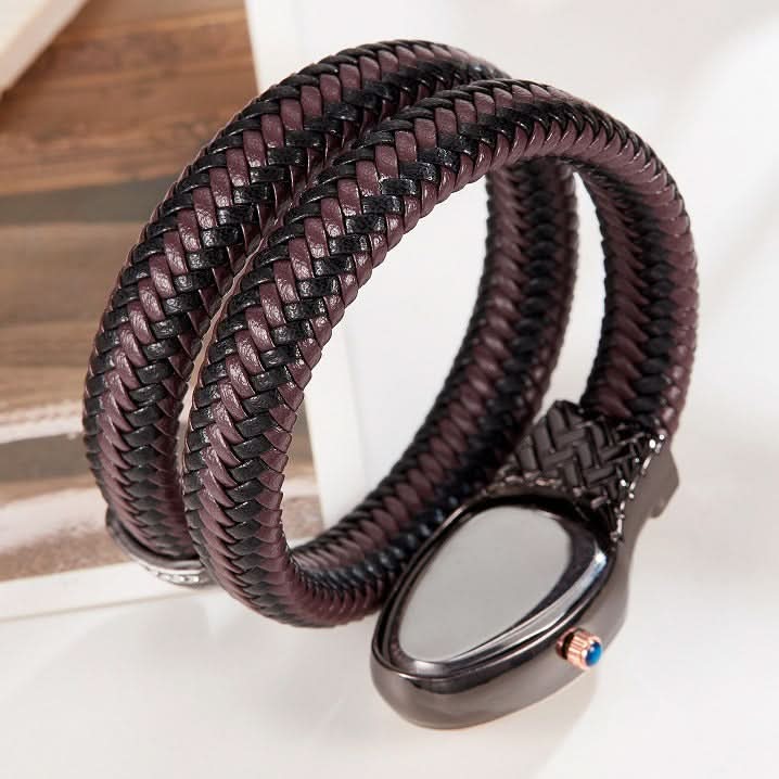 Women’s Snake-Inspired Quartz Watch – Luxury Leather Strap