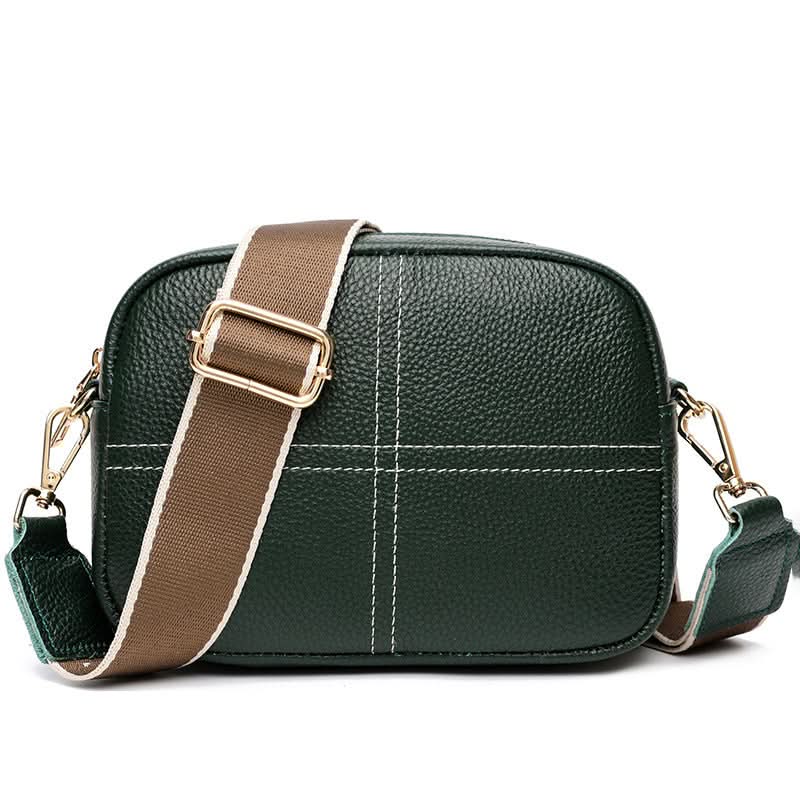 Women's Stylish Small Leather Messenger Bag – With Zipper Closure