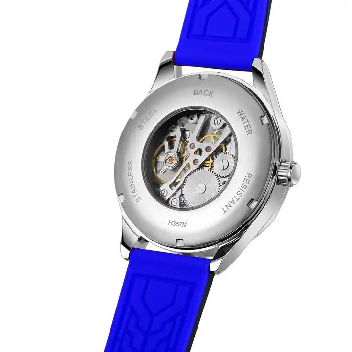 T-Winner Men’s Fashion Round Skeleton Manual Mechanical Watch – Silicone Strap