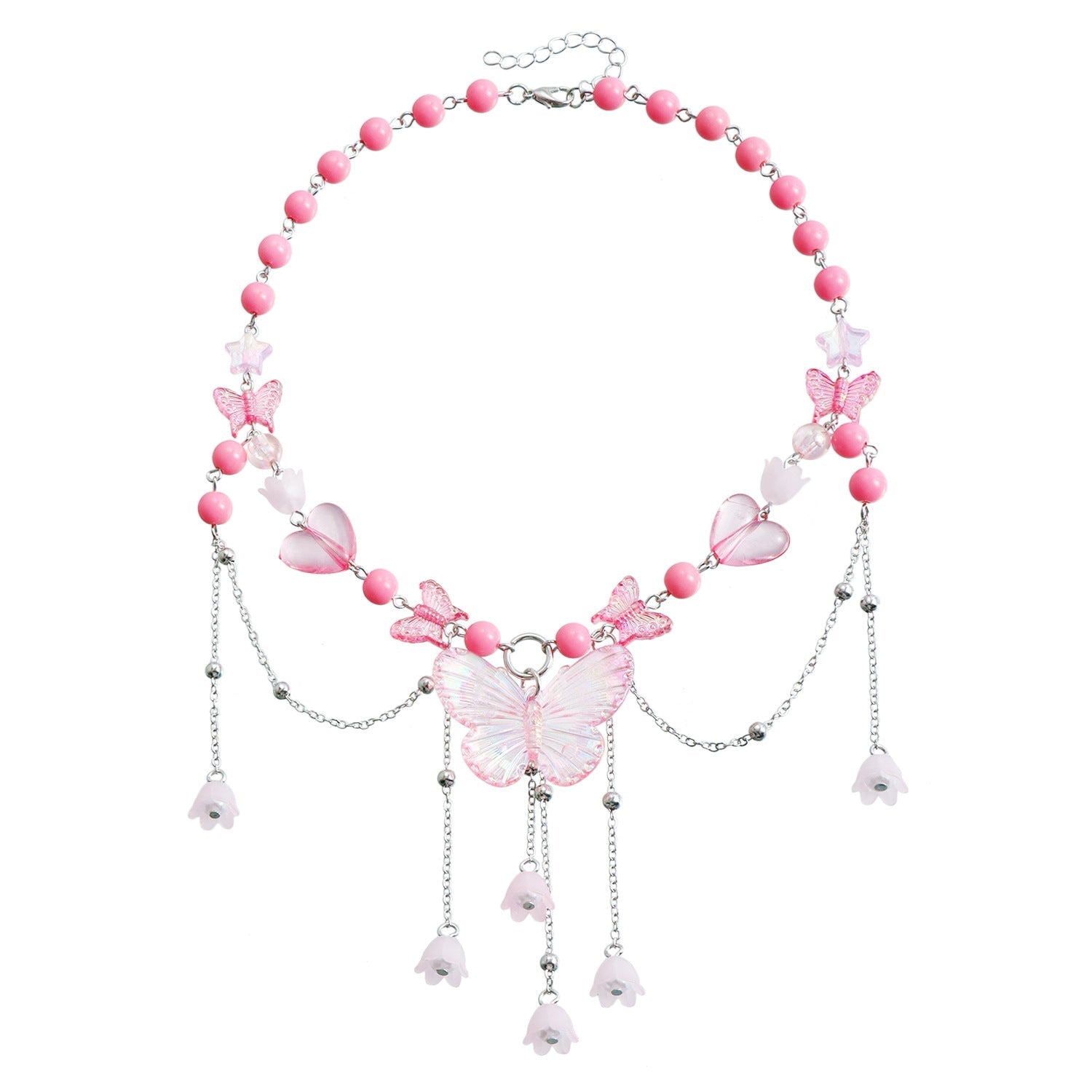 Butterfly Pearl Choker Necklace – Trendy Beaded Clavicle Chain for Women