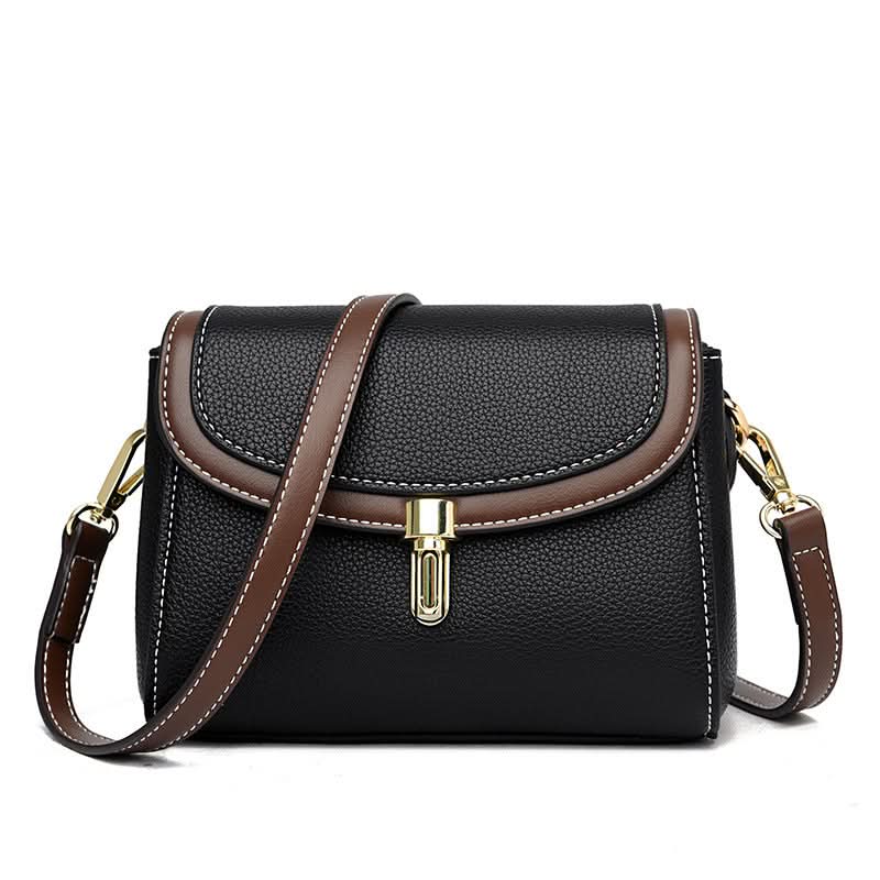 Women's Retro Small Square PU Leather Messenger Bag – With Contrast Design