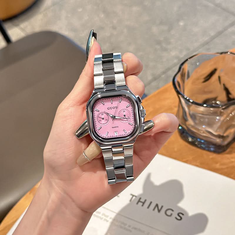 Stylish Square Quartz Watch with Calendar for Women
