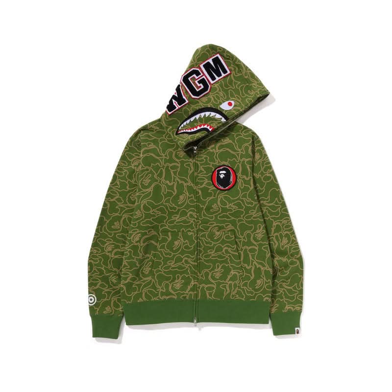 Men’s Camouflage Shark Hoodie, Zip-Up Jacket