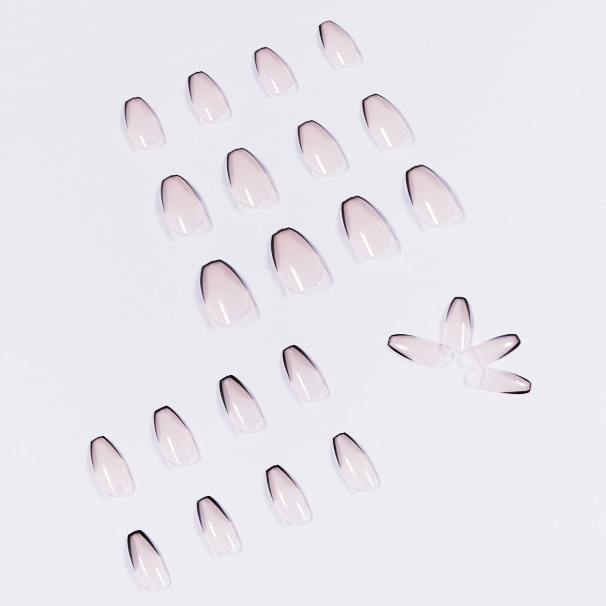 Nude Black French Tip Coffin Press-On Nails – Long, Minimalist Glue-On Set