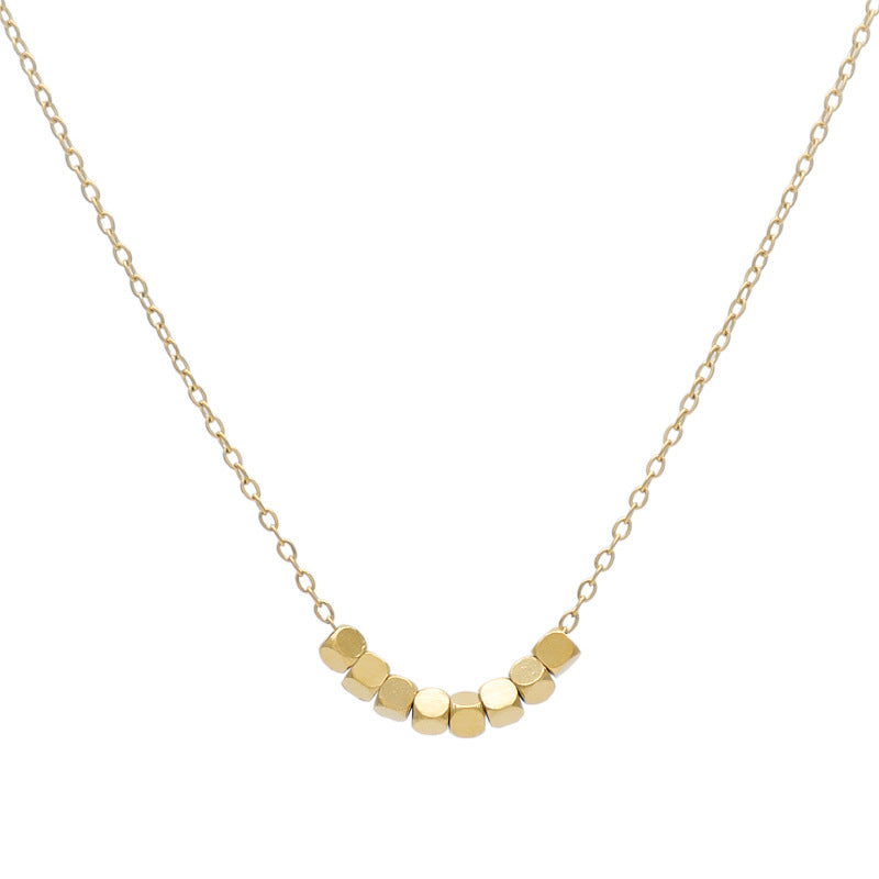 Minimalist Gold Titanium Steel Necklace – Geometric Square Pendant for Women