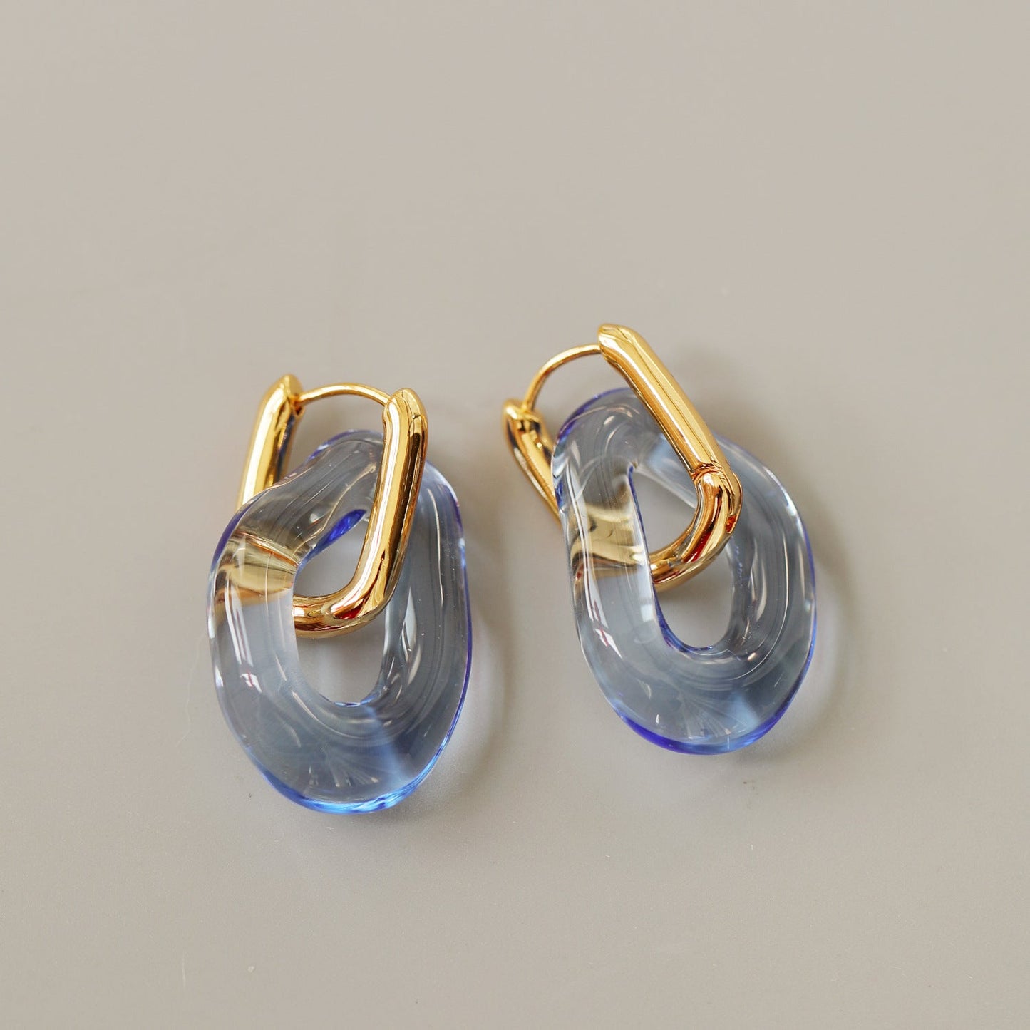 Blue Geometric Tassel Earrings – Electroplated Brass Jewelry