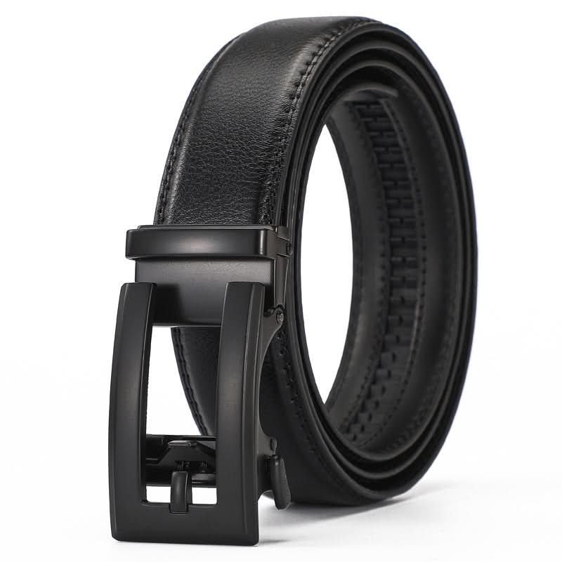 Men’s Leather Automatic Buckle Belt – With Alloy Ratchet Buckle