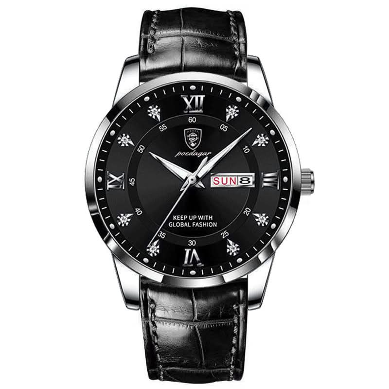 Men’s Waterproof Leather Strap Quartz Watch
