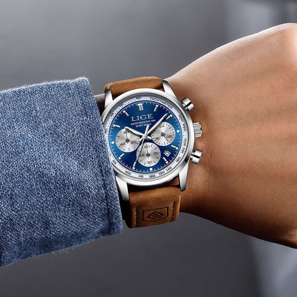Men’s Luxury Business Quartz Watch – 3-Dial Chronograph